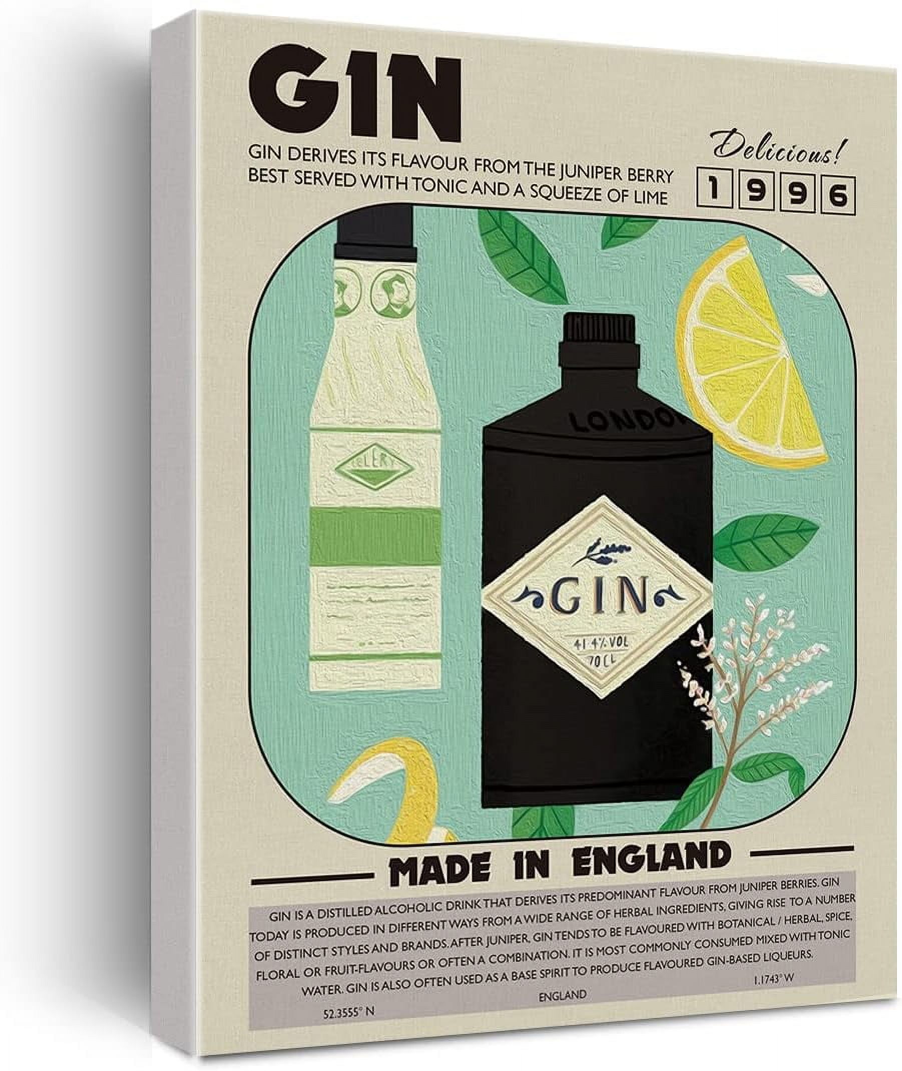YCCJ-Funny Cocktail Canvas Print Decor Gin Art Wall Painting Posters 12\\u201dX15\\u201d Modern Home Kitchen Bar Decoration (Unframed)